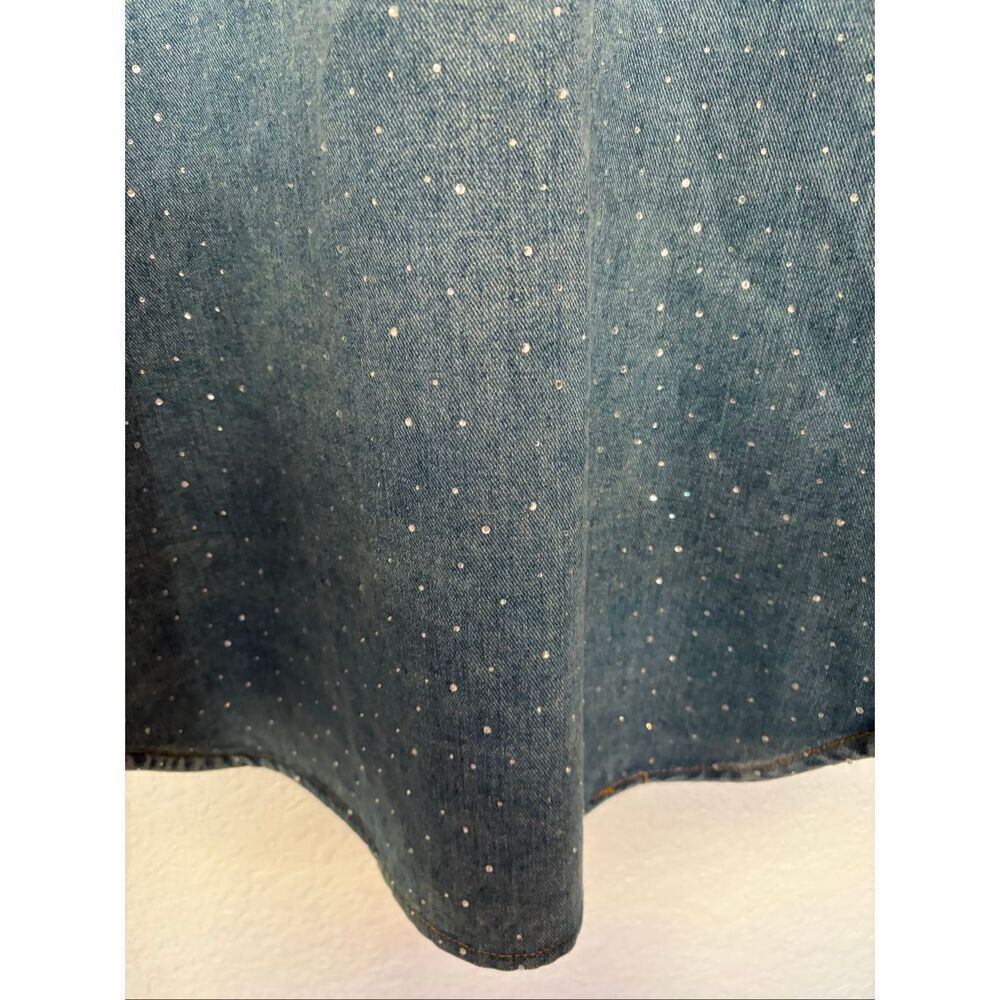 Avec Les Filles Rhinestone Denim Shacket Size L Embellished Button Front - Picture 9 of 12